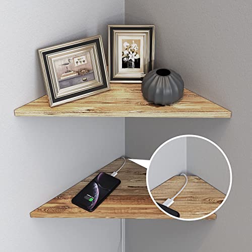 Wall Mounted Corner Shelves, 2Pack Solid Wood Floating Corner Shelves