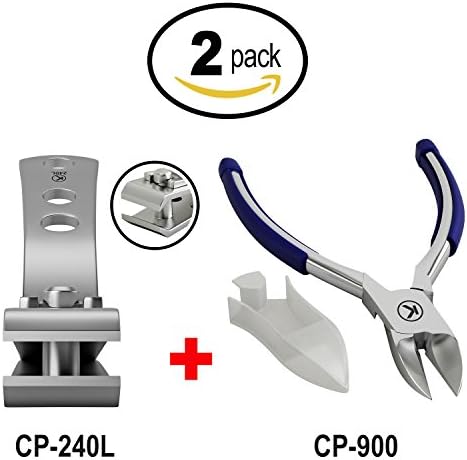 Bundle of 2 Items: CP-240L 4mm Wide Jaw Straight Blades Nail Clipper + CP-900 ToeNail Clipper for Thick Nails Soft Rubber Grip (2 Pack)