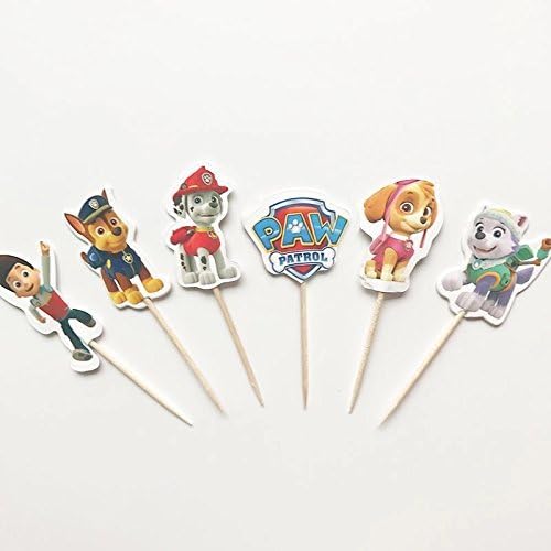 24 Piece Pawpatrol Cupcake toppers and picks ,PAw patrol kids party decoration Paw Patrol toppers, Paw Patrol Decoration,Dog Patrol party theme