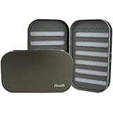 Aventik Aluminum Fly Fishing Box Slit Foam Or with Compartments/Easy Grip Flies Jigs Lures Boxes Ice Fishing Boxes(Gunsmoke-2PF)