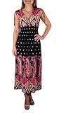 Peach Couture Exotic Tahiti Multicolor Border Print Maxi Dress