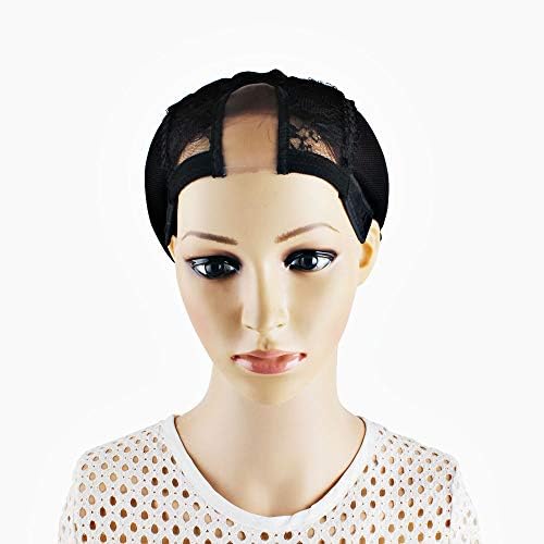 Wig Caps With Net Lace,Wig Caps for Making Wig with Adjustable Straps,Combs and Elastic Net Dark - Medium Size