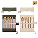 2 Pack Natural Bamboo Travel Cutlery Kit Portable Utensils Flatware Set Include Knife, Fork, Spoon, Straw and Cleaning Brush for Camping Office Lunch