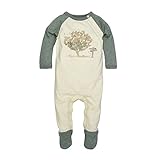 Burt's Bees Baby Baby Boys' Organic Long Sleeve Footed Coverall, Tree on the Patch, 0-3 Months