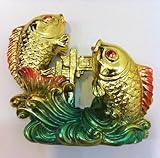 Feng Shui Golden Double Carp Fish Crossing Dragon Gate Statue