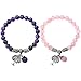 Top Plaza Amethyst & Rose Quartz Life Tree Stretch Lucky Stone Bracelet Reiki Healing Crystal Gemstone Dangle Charms Pendant Birthstone Bracelet(6.2