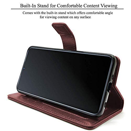 RIdhaniyaa® Premium Wallet Style Diary Flip Cover with Magnetic Lock Flip Cover for Samsung Galaxy M10 (Brown)