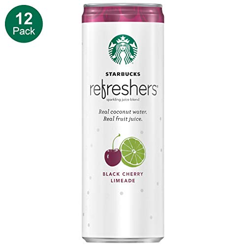 Starbucks Refreshers Sparkling Juice Blends, Black Cherry Limeade with Coconut Water, 12 Fl. Oz (12 Pack)