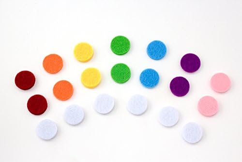 (20 Pack - 18mm Round) Extra Thick Aromatherapy Diffuser Necklace Refill Pads for Essential Oils (Rainbow)