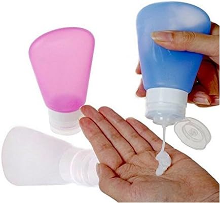 Wellwellbuy 2oz Portable Soft Silicone Travel bottles Set of 3 (Pink + White + Blue)