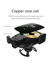 PHABMAX Cargador de coche inalámbrico Nuevo sensor de infrarrojos rápido ¿Toque sensible? 10W Auto? Soporte de sujeción Compatible? Con iPhone Xs? Max   XR   XS   X   8? Samsung GalaxyS9   S8   S7   S6 Edge y? Más Qi cargador de coche