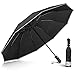 Travel Umbrella, Ace Teah Auto Open Close Folding Umbrella 49.5 Inch with Safe Lock Design and Reflective Strip, waterbreak Teflon Compact Portable Rain Umbrella 10 Ribs, Black