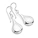 925 Sterling Silver Natural White Mother of Pearl Shell Inlay Puffed Teardrop Dangle Hook Earrings