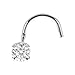 Lavari 14K Gold 1.3mm .01 Carat Genuine Diamond Nose Ring Curve Stud Twist Screw 22 Gauge White and Yellow Gold