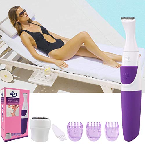 Bikini Trimmer for Women Electric Facial Hair Shaver 2 In 1 Ladies Hair Foil Shaver Razor Cordless Painless Hair Removal Groomer for Face/Underarm/Arms/Legs/Bikini Area - Wet & Dry Use (Purple)