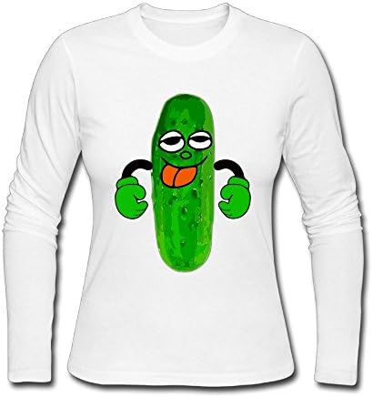 Qear Cartoon Cucumber Women's Long-sleeved Round Neck T-shirts Navy