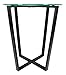 Mango Steam Round Metro Glass End Table/Side Table/for Living Room & Dining Room - Clear Top/Black Base