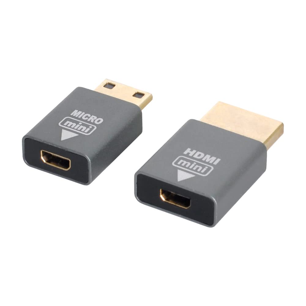 NFHK 2pcs/set Compatible Micro HDMI Female to Mini Male & HDMI 1.4 Male Adapter 4K@60hz