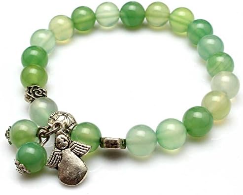 Natural Grape agate Green With Silver Strand Bracelets Bringing wealth and good luck