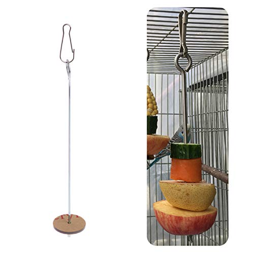 Jim-Hugh Pet Parrots Food Holder Support Stainless Steel Fruit Spear Stick Meat Skewer Bird Feeding Stick Feeder