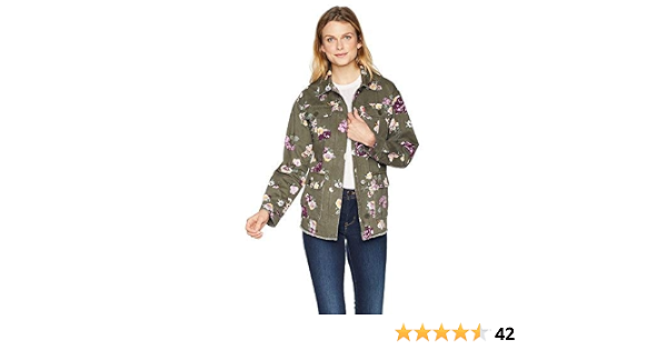 Floral Printed Cotton Shirt Jacket 
