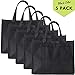 NZ home XL Reusable Grocery Shopping Bags, Heavy Duty Shopping Tote, Stands Upright, Foldable, Washable (Black 5 Pack)