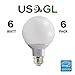 6 Pack LED G25 Vanity Globe Light Bulbs - DIMMABLE - 6W (40 Watt Equivalent) Daylight (5000K) Shatter Resistant Energy Star E26 Base 450 Lumens