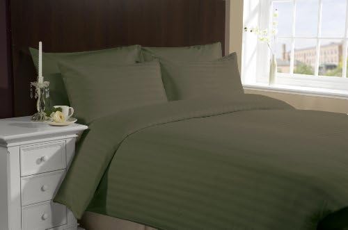 World Class Linens Ultra Soft Luxurious Stripe duvet set and 100% Egyptian cotton breathable Soft with 600 TC 3 pcs set 1 duvet cover and 2 pillow cases only Made in USA (Twin, Sage)