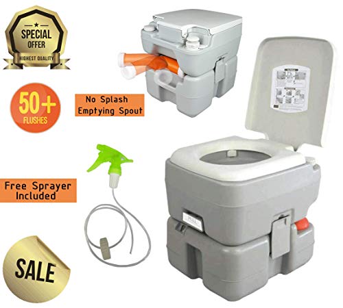 Outdoor Portable Toilet for Camping | RV Toilet Porta Potty for Adults and Kids | Marine Emergency Travel Toilet with Level Indicator | 3 Way Piston Flush | Rotating Spout | Boating & Roadtripping - Thumbnail 5