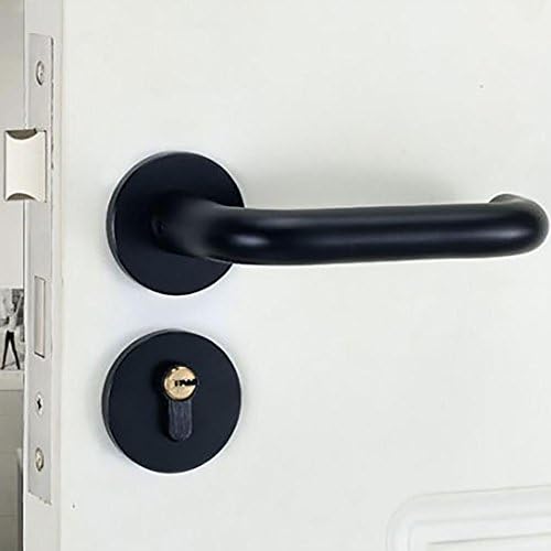 TDJDYQ Interior wooden door lock Detach the door lock Handle lock Split lock Suitable for bedroom / bathroom Left and right hand Space aluminum Key unlocked black/ white , Black , A