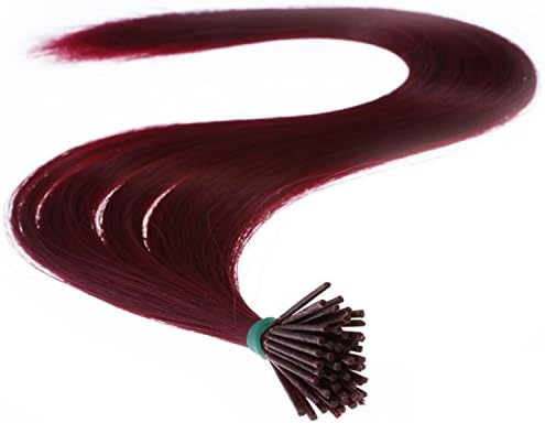 Savena Straight I Tip Hair Extensions Colorful Synthetic 0.5g/Piece 50pcs/Pack Stick Tip Hair 18โ (Burgundy)