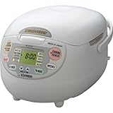 Zojirushi NS-ZCC10 5-1/2-Cup (Uncooked) Neuro Fuzzy Rice Cooker and Warmer, Premium White, 1.0-Liter