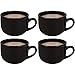 Large Jumbo Ceramic 22oz Mugs for Cappuccino, Coffee, Latte, Cereal, Ice Cream, Etc., Set of 4, Black