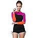 Lynddora Womens Long Sleeve 2MM Neoprene Diving Jacket Front Zipper Wetsuit Top Warm Protection (Purple Black, US M/Tag XXL)