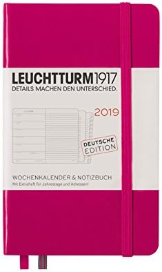 Leuchtturm1917 357722 Weekly Calendar and Notebook 2019 German Pocket (A6) Berry