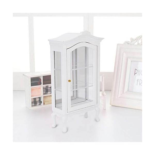 1:12 Miniatur Weiß Europäischen Stil Holz Puppenhaus Drei Schichten Transparente Fenster Dream Schrank Vitrine für Babys – Bild 6