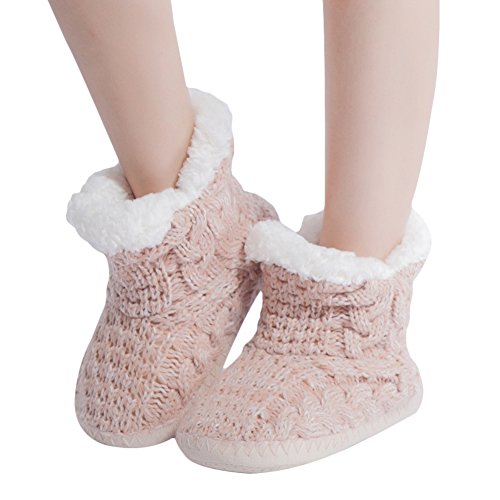 Maamgic womens fuzzy cable knit christmas house slippers ladies c…