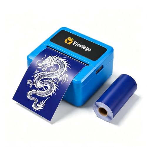 Vieviego Mini Tattoo Stencil Printer, Portable Tattoo Transfer Printer Machine, with 2.2" Width Paper-Saving Printing Size, Supports Smartphone & Tablet, for Artists & Beginners & Tattoo Studios,Blue at Amazon