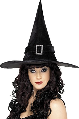 Smiffy's Women's Witch Hat with Rhinestone Buckle, Black, One Size, 22003