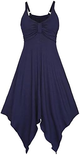 HitZoom Women Sexy Casual Sleeveless Handkerchief Hem Braces Dress