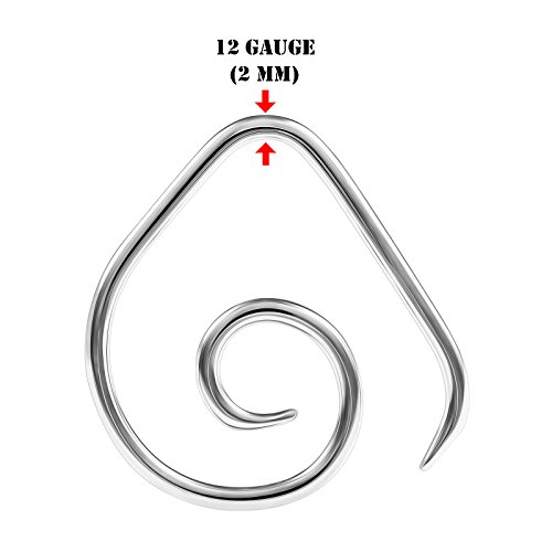 BIG GAUGES Pair Surgical Steel 12g Gauge 2mm Taper Expander Ear Wire Spiral Piercing Jewelry Earring Piercing Stretching BG0917