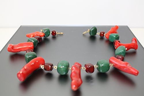 Coral and Jasper Bib Multi--color necklace