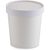 25 ct White Paper Ice Cream Pint Containers (16oz) - For Hot And Cold Food Items