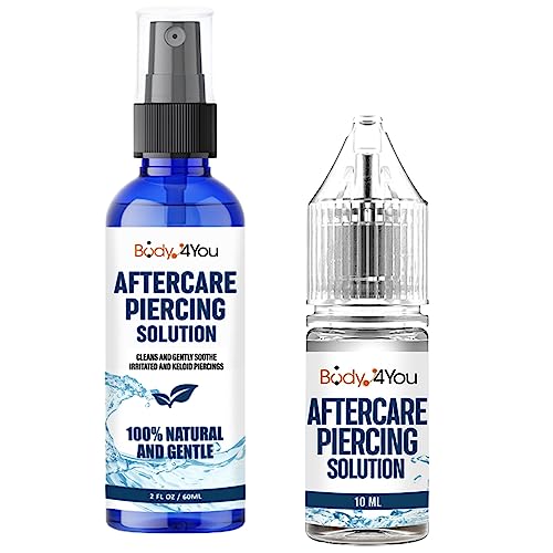 BodyJ4You Piercing Aftercare Kit - Saline Solution Spray Ear Piercing Cleaner - Natural Bump Keloid Removal - Ear Stretching Balm Wax - 100% USDA Organic Jojoba Oil - Soothe Moisturize Skin Recovery