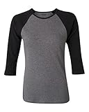 Ladies' Cotton 3/4 Contrast Raglan Sleeve Rib Tee
