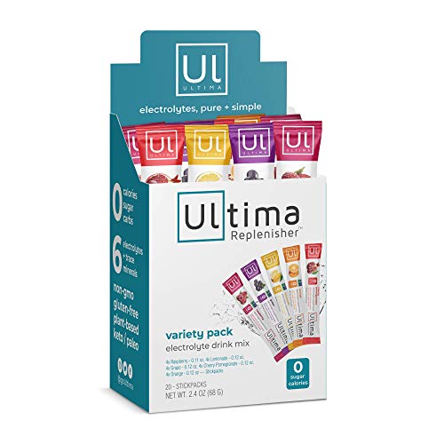 Ultima Replenisher Electrolyte Hydration Powder, Variety Pack, 20 Count Stickpacks - Sugar Free, 0 Calories, 0 Carbs - Gluten-Free, Keto, Non-GMO with Magnesium, Potassium, Calcium