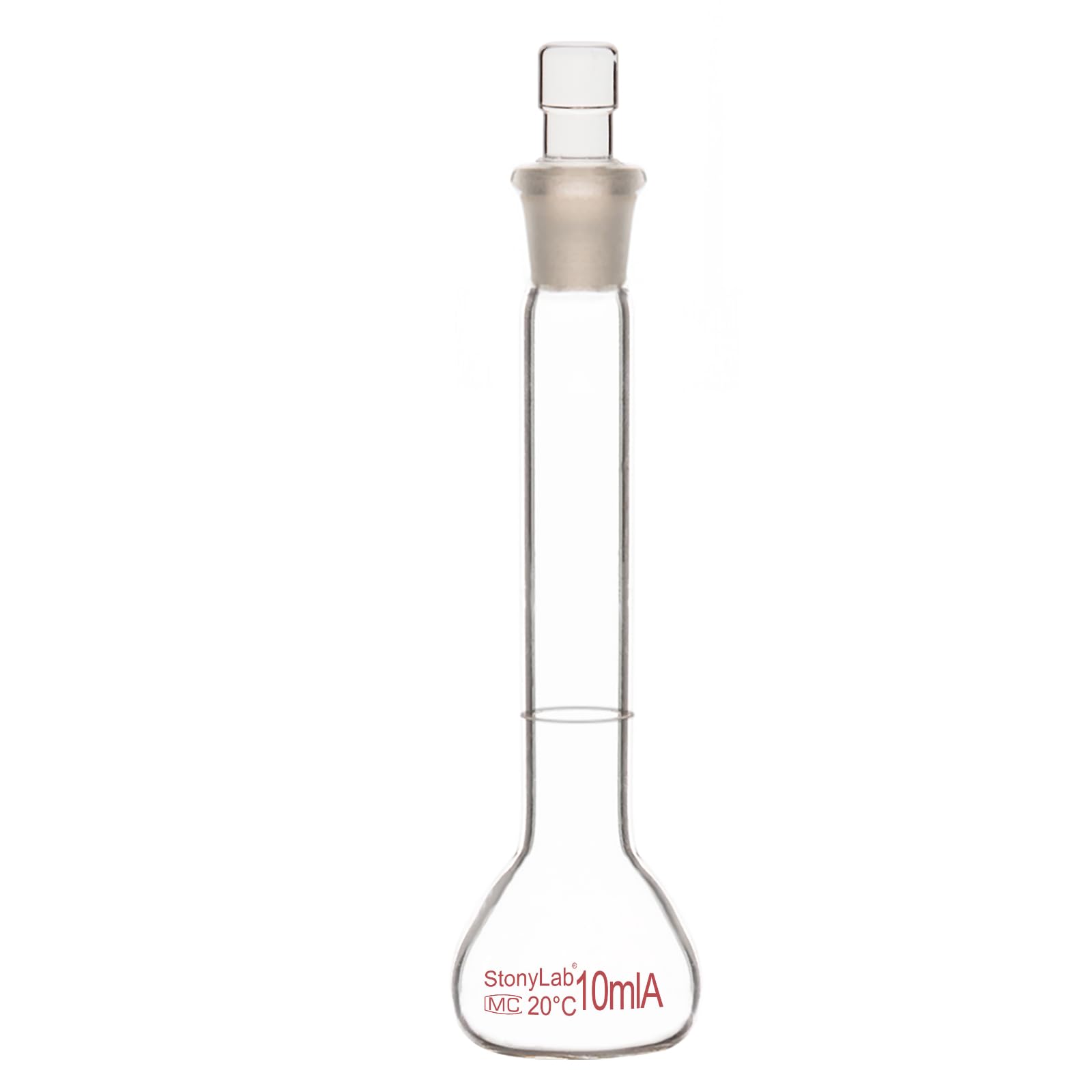 stonylab Borosilicate Glass Volumetric Flask, 10ml, Class A, Round Bottom, Tolerance ±0.02ml