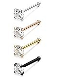 Jstyle 22G 4 Pcs Stainless Steel Nose Studs Rings Piercing Body Jewelry 1.5mm 2mm 2.5mm 3mm