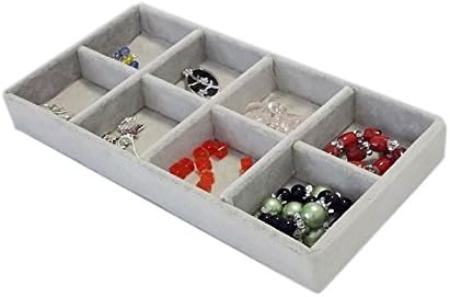 Gray Ring Necklace Compartment Velvet Holder 2 Pcs Fit For Necklace, Pendants,rings,bangle,bracelet,ect.jewelry Display Tray