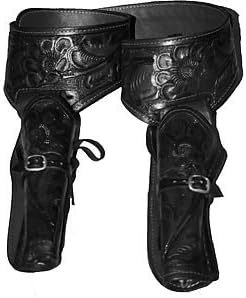 44/45 Caliber Black Leather Double Gun Holster
